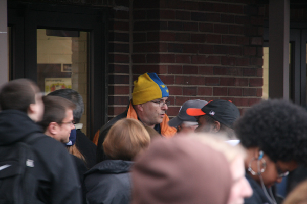 My friend who got there several hours early so we could better seats.  He is the king of BS and absolutely was holding court being one of the first people in line.